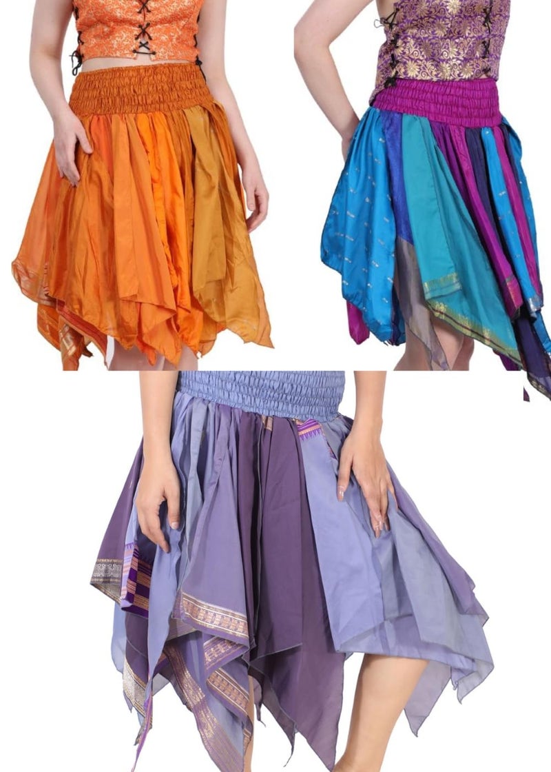 Wevez Women's Tribal Leaves Style Skirt Pack of 3, One Size, Assorted - Image 5